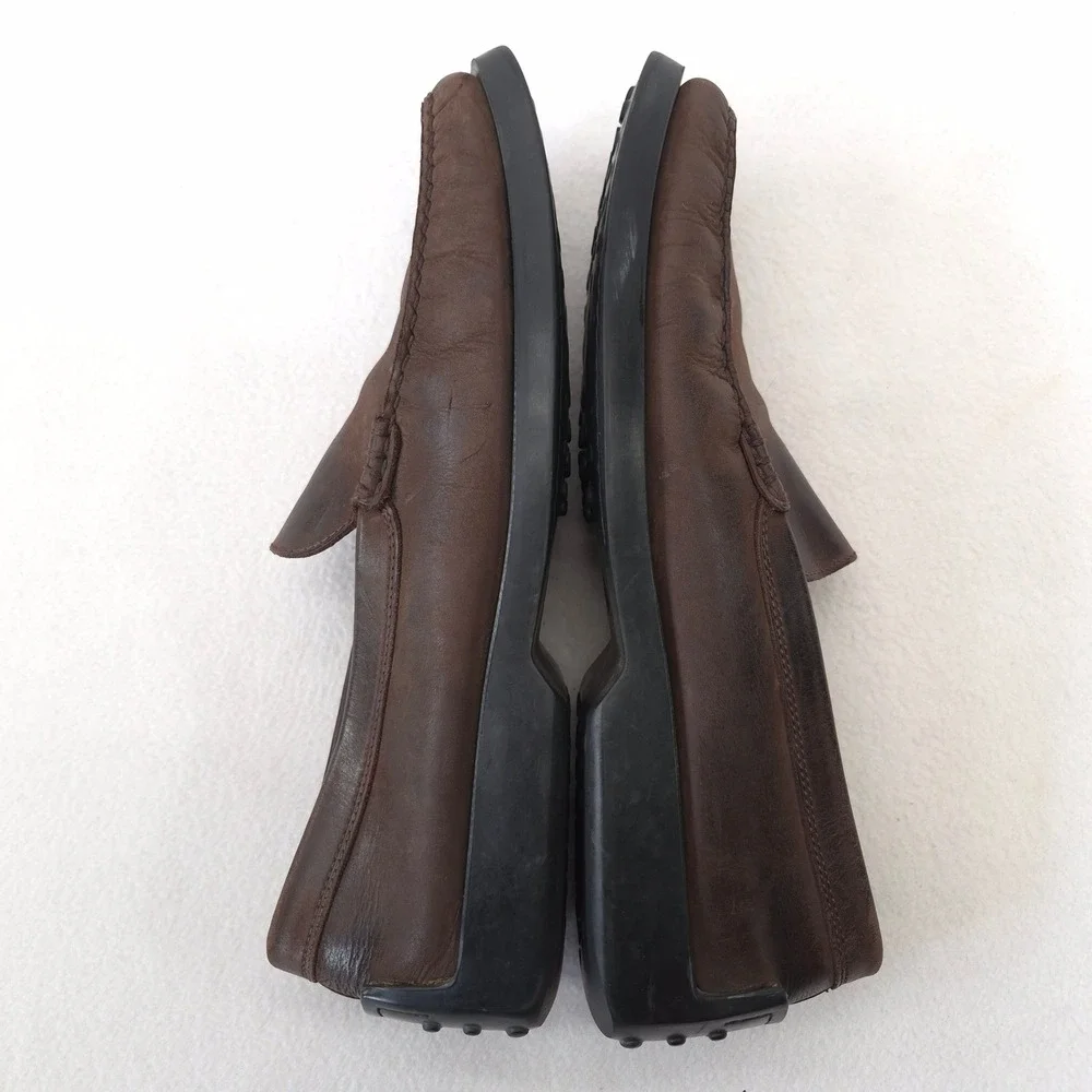 Tods Gommino Brown Leather Driving Loafers Pebble Sole Mens Size 11.5